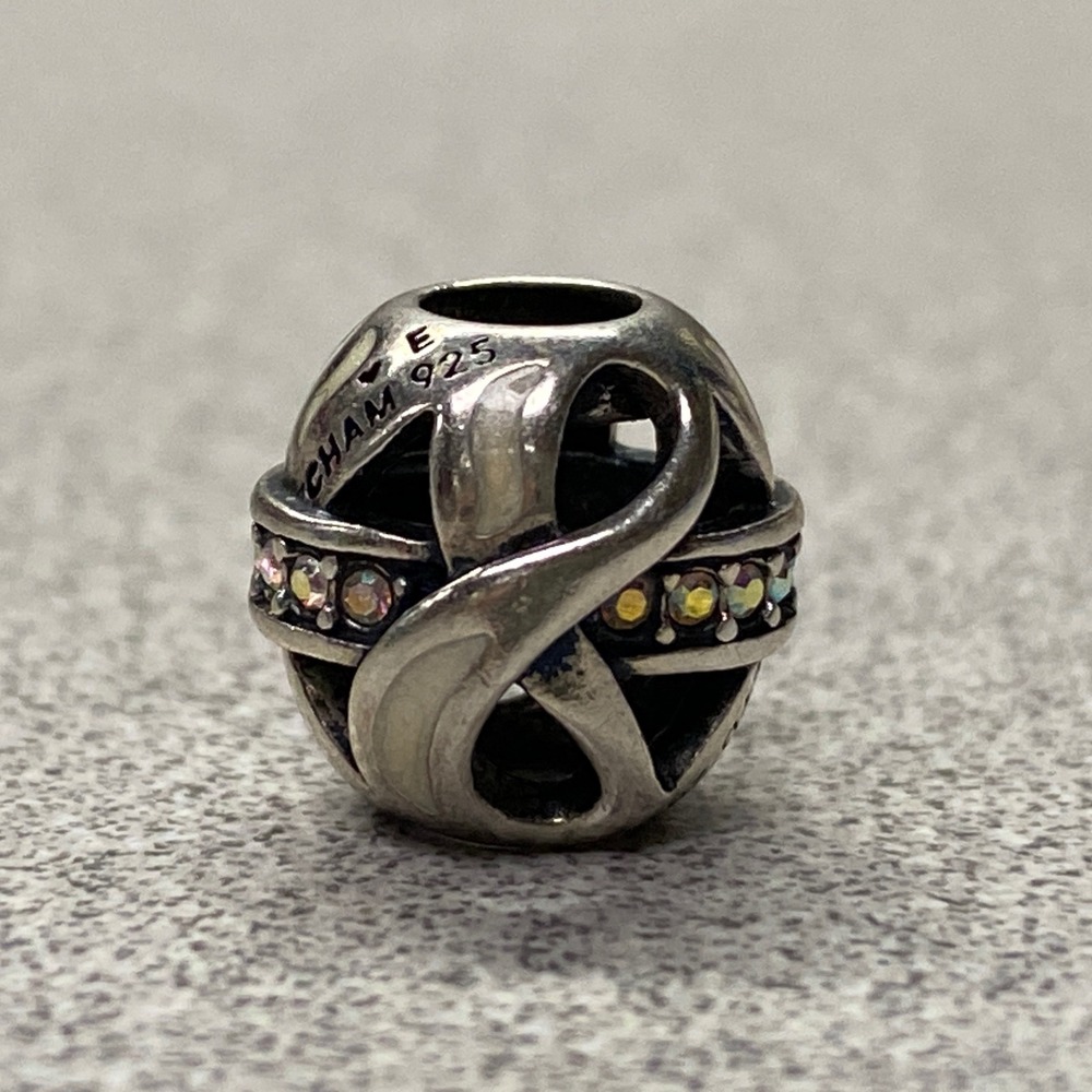 Retired Chamilia 925 Sterling AB Crystal Enamel Infinity 2012 Collectors Charm